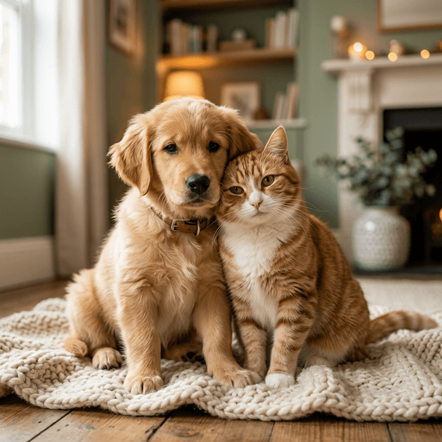 다정한 강아지와 고양이